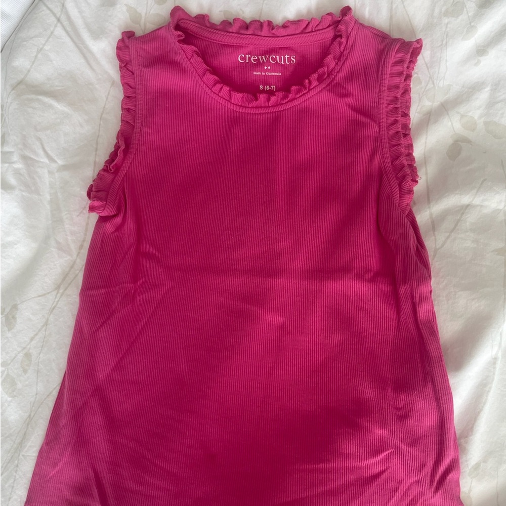 Crewcuts Hot Pink Ruffle-Trim Tank Top